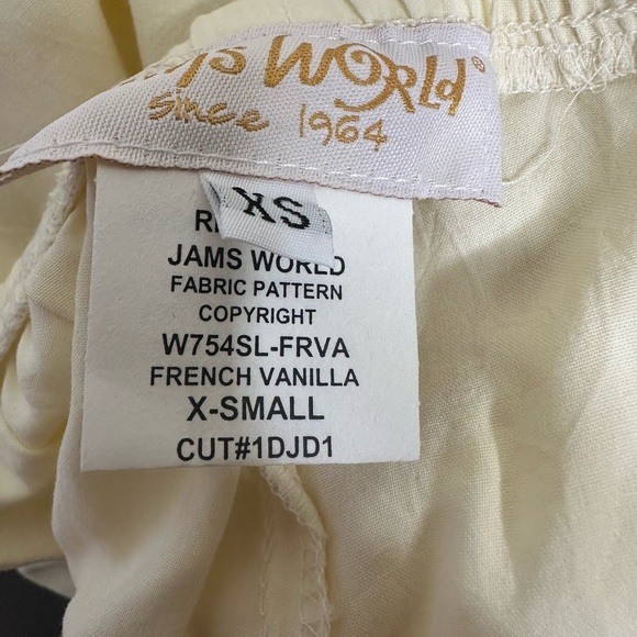 Jams World French Vanilla Elastic Waist Pants size Extra Small NWT - Picture 4 of 6